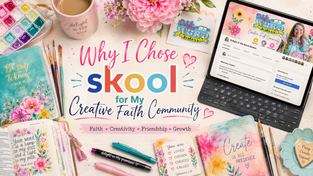 Skool classroom with creative faith lessons, tutorials, and printable resources