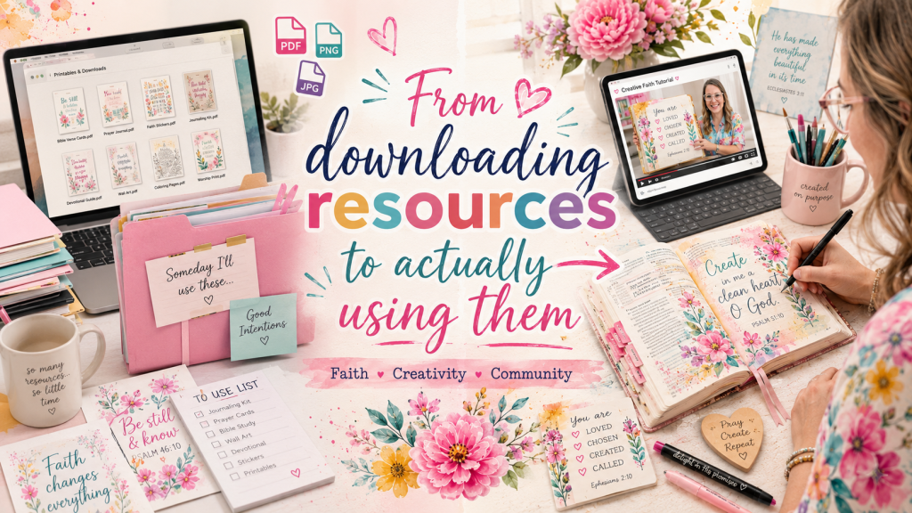 folders of downloads and printables compared to using and creating with pretty printables