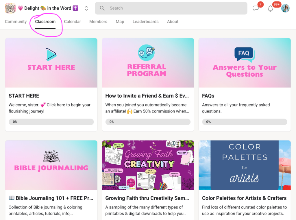 creative faith skool classroom screenshot